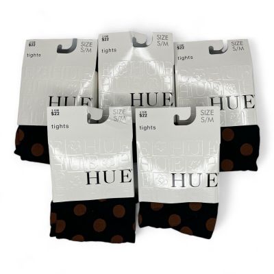 HUE Control Top Tights Womens Size S/M Black Brown Polka Dot Cinnamon 5 Pair New