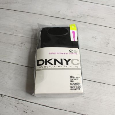 DKNY Women's Black Tights Size S Control Top Opaque 2 Pair Set