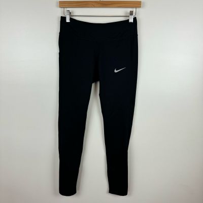 Nike Dri Fit Womens Power Leggings Running Leggings Full Length in Black Sz S