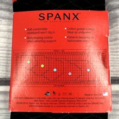 SPANX BODY SHAPING TIGHT END TIGHTS Size B  BLACK DIAMOND FOIL PATTERNED