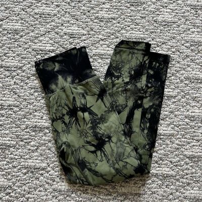 Green Black Tie Dye Scrunch Medium Gym Leggings