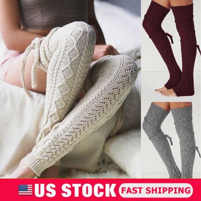 Women Girls Cable Knit Extra Long Boot Socks Over Knee Thigh High Warm Stocking