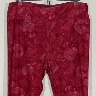 LuLaRoe Tall Curvy Leggings Womens Red Hearts Soft Lightweight No Size Tag