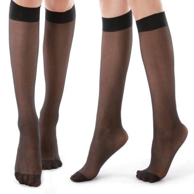 G&Y 9 Pairs Knee High Pantyhose with Reinforced Toe - 20D Nylon Stockings