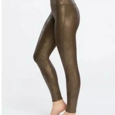 Spanx Faux Leather Leggings Size 1X Metallic New w/ Tags Full Length Bronze