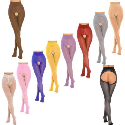 Womens Pantyhose See Through Tights Trousers Hosiery Glossy Clubwear Footed