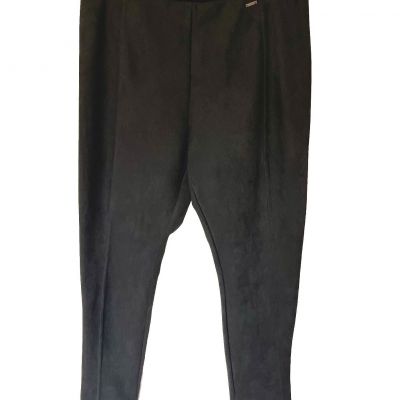 T Tahari Faux Suede Leggings Seamed Pull-on Pants Black Women's Size 1X