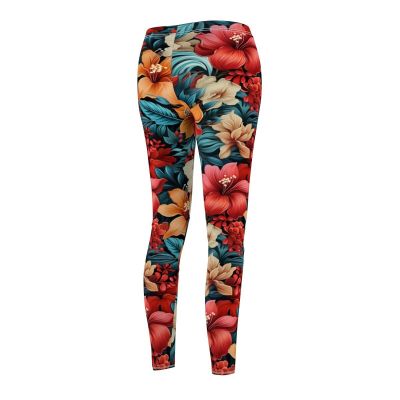 Womens Skinny Casual Leggings All Over Print Hawaiian Tropical Floral Wave Aloha