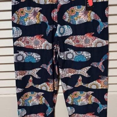 Womens Leggings Whale Pattern Plus size fits 14-22