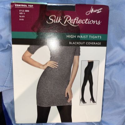 Hanes Silk Reflections High Waist Tights Blackout Control Top Coverage IJ