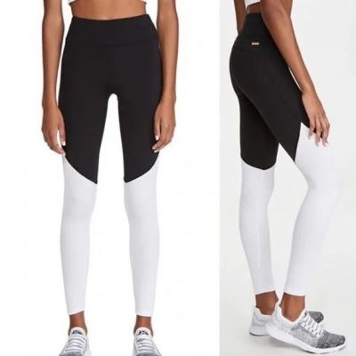 ALALA Womans Leggings Med Color Block Textured Black/White workout pants