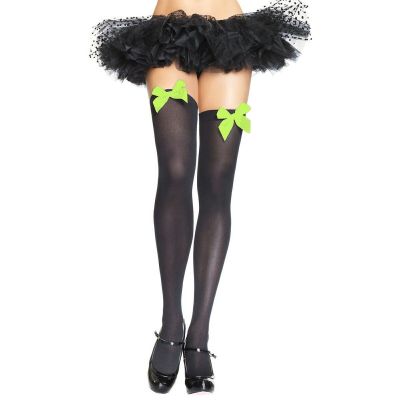 Thigh High Stockings with Satin Bows Adult Womens Sexy Hosiery