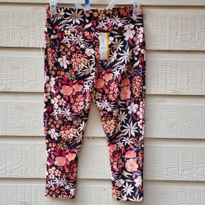 Terra & Sky Women's Floral High Rise Super Soft Sueded Capri Leggings Size 0X