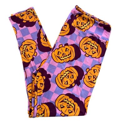 TC Lularoe Leggings Halloween Jack O Lantern Checkers Fits 12/18