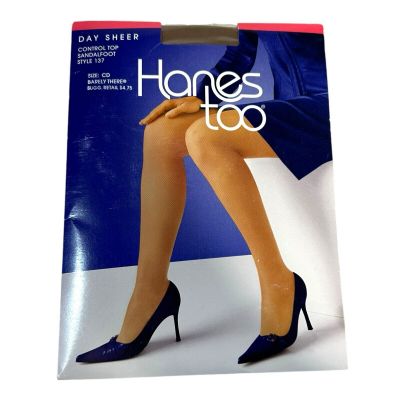 Haynes Too Day Sheer Control Top Sandalfoot Pantyhose Size CD Barely There #137