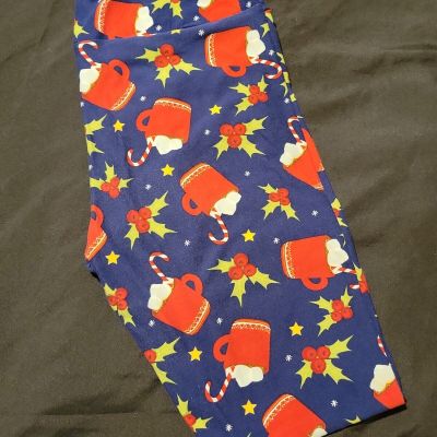 LULAROE OS Leggings Christmas Hot Cocoa Holly Candy Cane