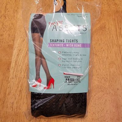 Spanx Assets Shaping Tights Size 1 Black Textured Wishbone by Sara Blakely