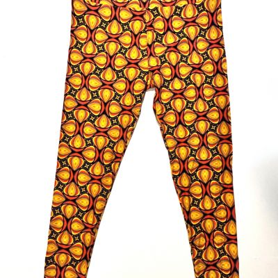 LuLaRoe leggings adult TC (tall & curvy) orange yellow black patterned NEW