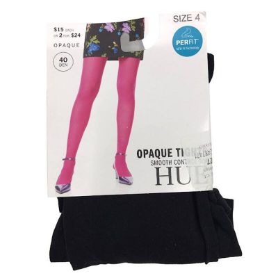 HUE Women's Opaque Tights Smooth Control Top 4 Wider Band 40Den Black U4690