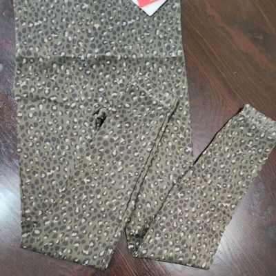 Nwt SPANX Look at Me Now Seamless Olive Green Leopard Print Leggings Sz: L