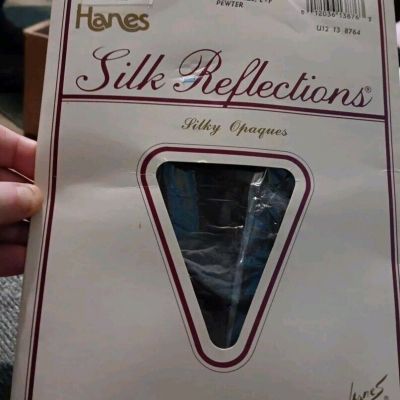 Hanes Silk Reflections Silky Opaque Pantyhose Pewter 743 Size E-F