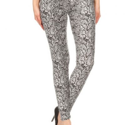 Snakeskin Print, Full Length, High Waisted Leggings In A Fitted Style With An