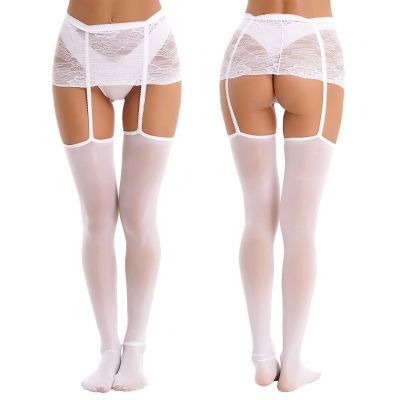 US Women Sexy,Underwear High Waist Lace Stockings Lingerie Mesh Silky Pantyhose