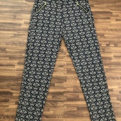 Fashion Women's Leggings Pants Navy/Beige Cotton Blend Size L/XL