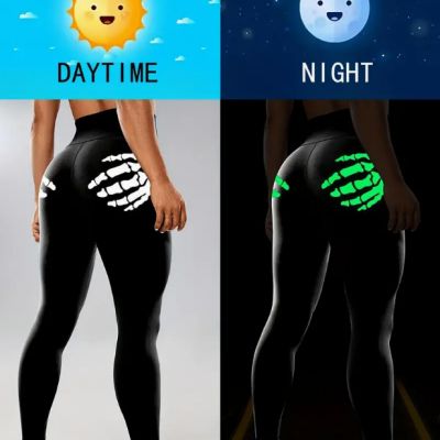 Halloween Skeleton Hands Print High-Waisted Workout Leggings for Women With Gift