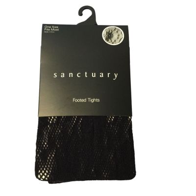 sanctuary Ladies OSFM Footed Lace Net Tights Black Floral Pattern