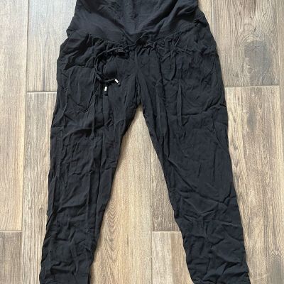 Old Navy Maternity Full-Panel Black Straight Pants Size Small S Drawstring