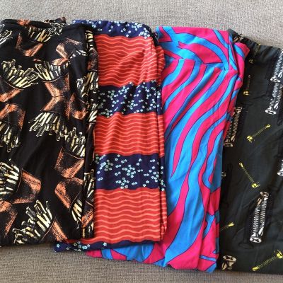 ????Lularoe TC leggings lot Of 4 Tall & Curvy Plus Size Buttery Soft Multicolored