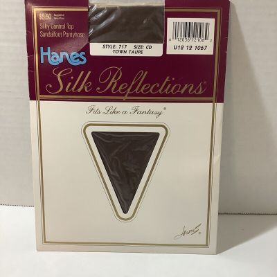 Vintage Hanes Silk Reflections CD Control Top Pantyhose #717 Town Taupe
