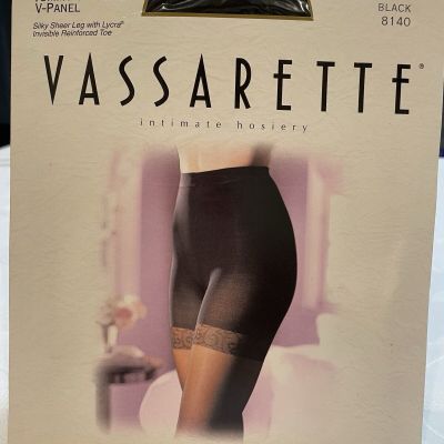 VASSARETTE INTIMATE HOSIERY LONGLINE SHAPER TUMMY CONTROL V-PANEL  Medium Black