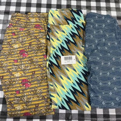 Lularoe OS one size  Leggings 3 pack u get 3 aztec  stripes floral NWT