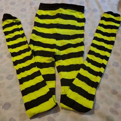 Yellow And Black Striped Tights