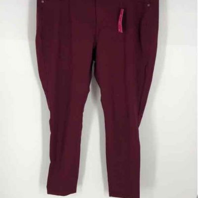 A.n.a Womens Deep Ruby Mid-Rise Skinny Leg Elastic Waist Jegging Leggings Sz 20W