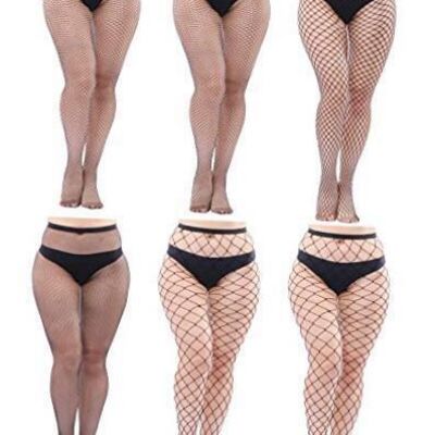 6 Pairs Plus Size Fishnets Tights Sexy Thigh High Stockings Pantyhose