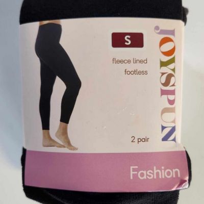 2 Pack Joyspun Women's Size Small Fleece Lined Footless Tights