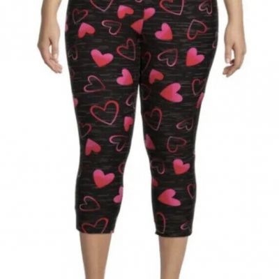 Terra and Sky Hearts High Rise Capri Leggings 1X (16W-18W) NWT