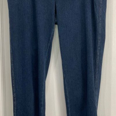 Women's Denim Look Leggings Sz Small Dark Blue Elastic Waist Two Back Pockets 92