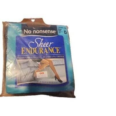 No Nonsense Sheer Endurance Size D Almost Black Control Top Sheer Toe Pantyhose