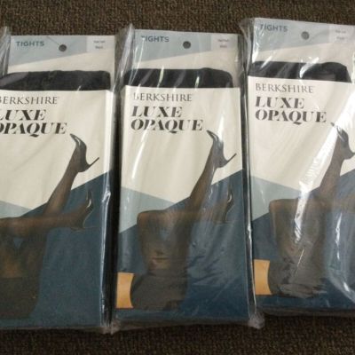 Lot of 3 Berkshire Luxe Opaque Control Top Tights Women's Size 5x-6x Black