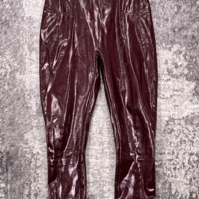 Spanx Pants 1X Womens Red Faux Patent Leather Leggings Plus Size