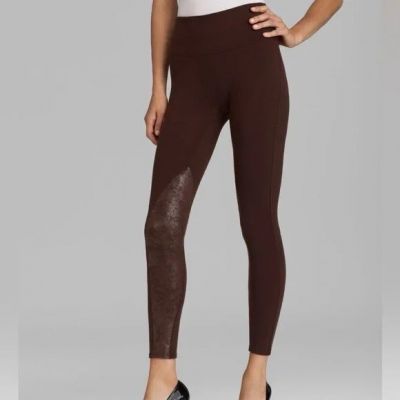 Spanx Leggings Brown Jodhpur Style Suede Patch Size Medium