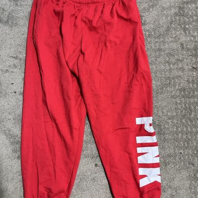 Victoria's Secret PINK Sweatpants Women XL Red W/ Logo