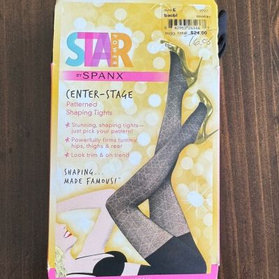 Star Power Center Stage By Spanx Patterned Shaping Tights Lace Black Nouveau *E