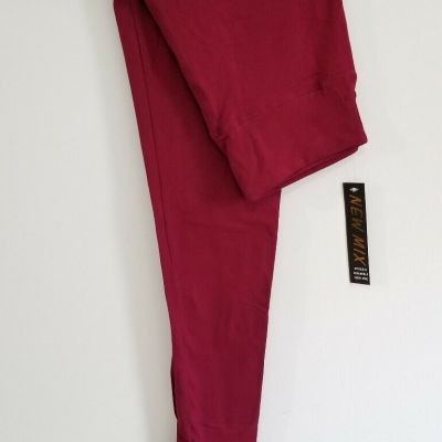 New Mix Brand Solid Leggings High Waist Yoga Style Waistband Burgundy