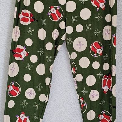LuLaRoe Leggings Pants Womens Size TC2 Multicolor Santa Clause Snowballs