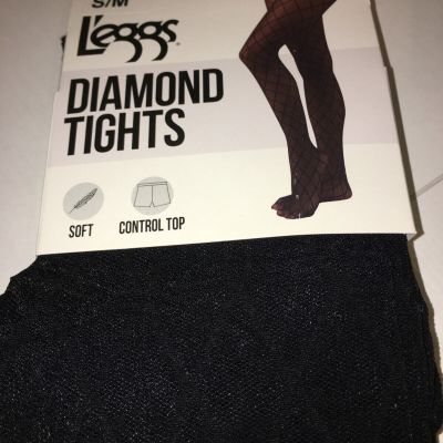 womens new leggs L'reggs black Diamond Tights  S/M 21779 winter stockings nylons